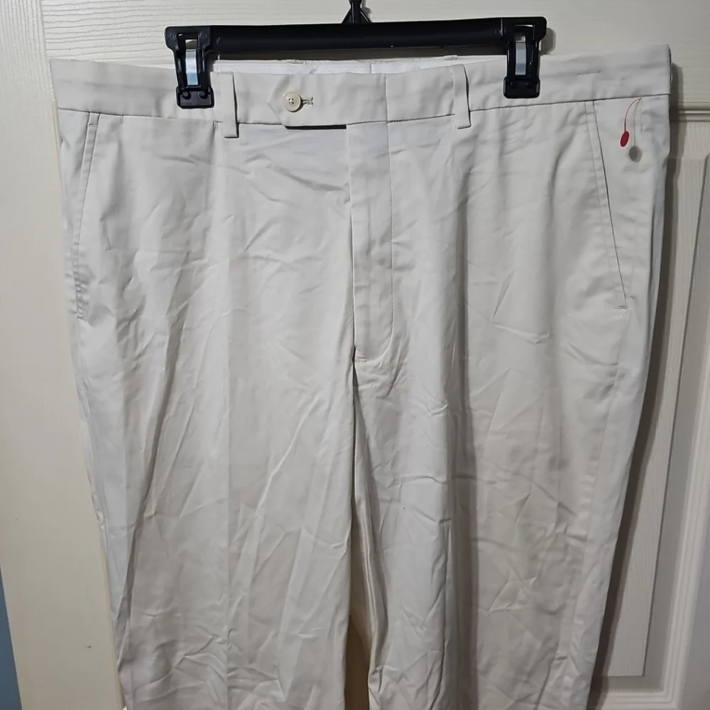 Nautica Men's Modern-Fit Active Stretch Cotton Suit Pants Beige Solid 38 NWT BB3